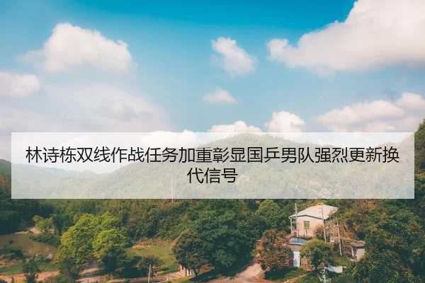 林诗栋双线作战任务加重彰显国乒男队强烈更新换代信号